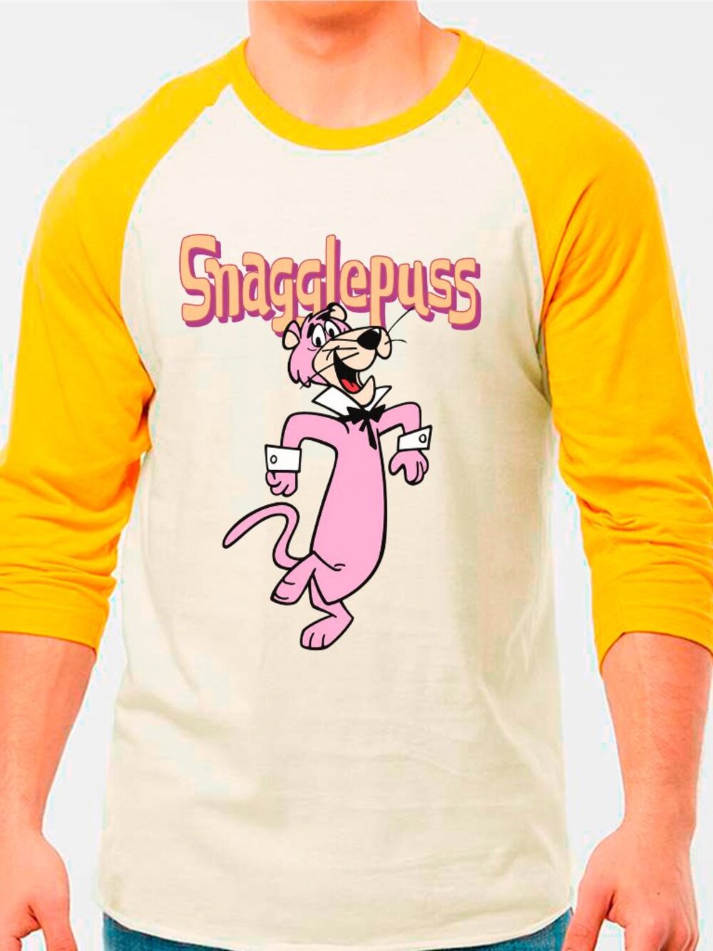 Snagglepuss T-Shirt Retro Cartoon Tv Show Graphic Tee Mens Baseball Raglan